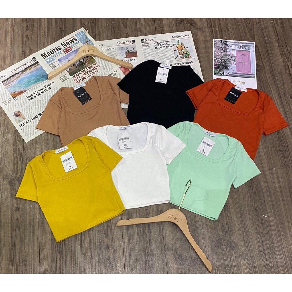 Áo croptop nữ cổ vuông nữ basic - Nice Clothes