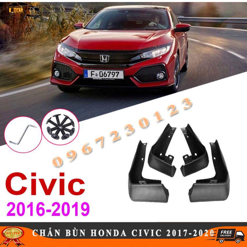 Bộ 4 Chắn Bùn Theo Xe Honda Civic 2016-2020 Nhựa ABS Dẻo Cao Cấp