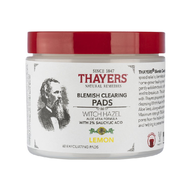 Bông tẩm nước hoa hồng không cồn Thayers BHA thuộc bộ sản phẩm Thayers Blemish Clearing - Hương chanh 60 miếng