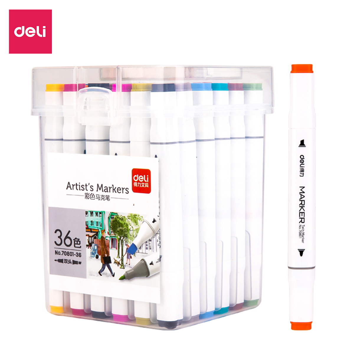 Bút màu marker hai đầu cao cấp Deli - 70801