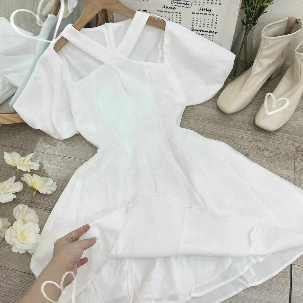 ĐẦM XÒE CHÉO DÂY CỔ TAY PHỒNG 14451