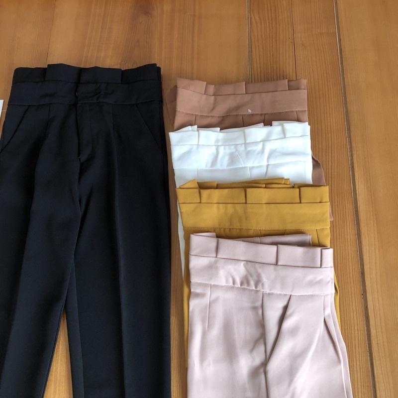 Quần baggy nữ cạp lưng cao xếp ly