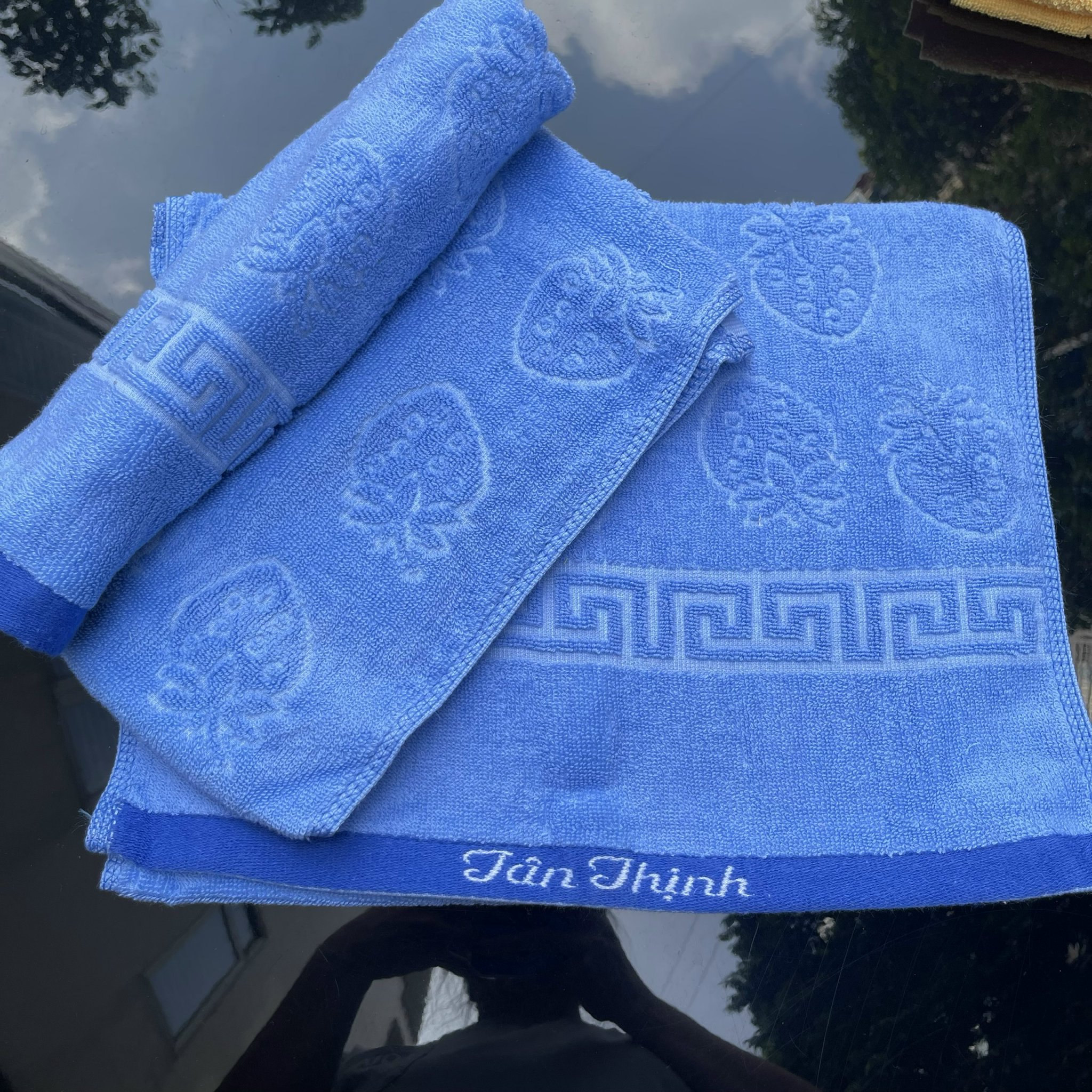 Khăn mặt hoa nở chìm cao cấp Tân Thịnh, kt 30x 50cm