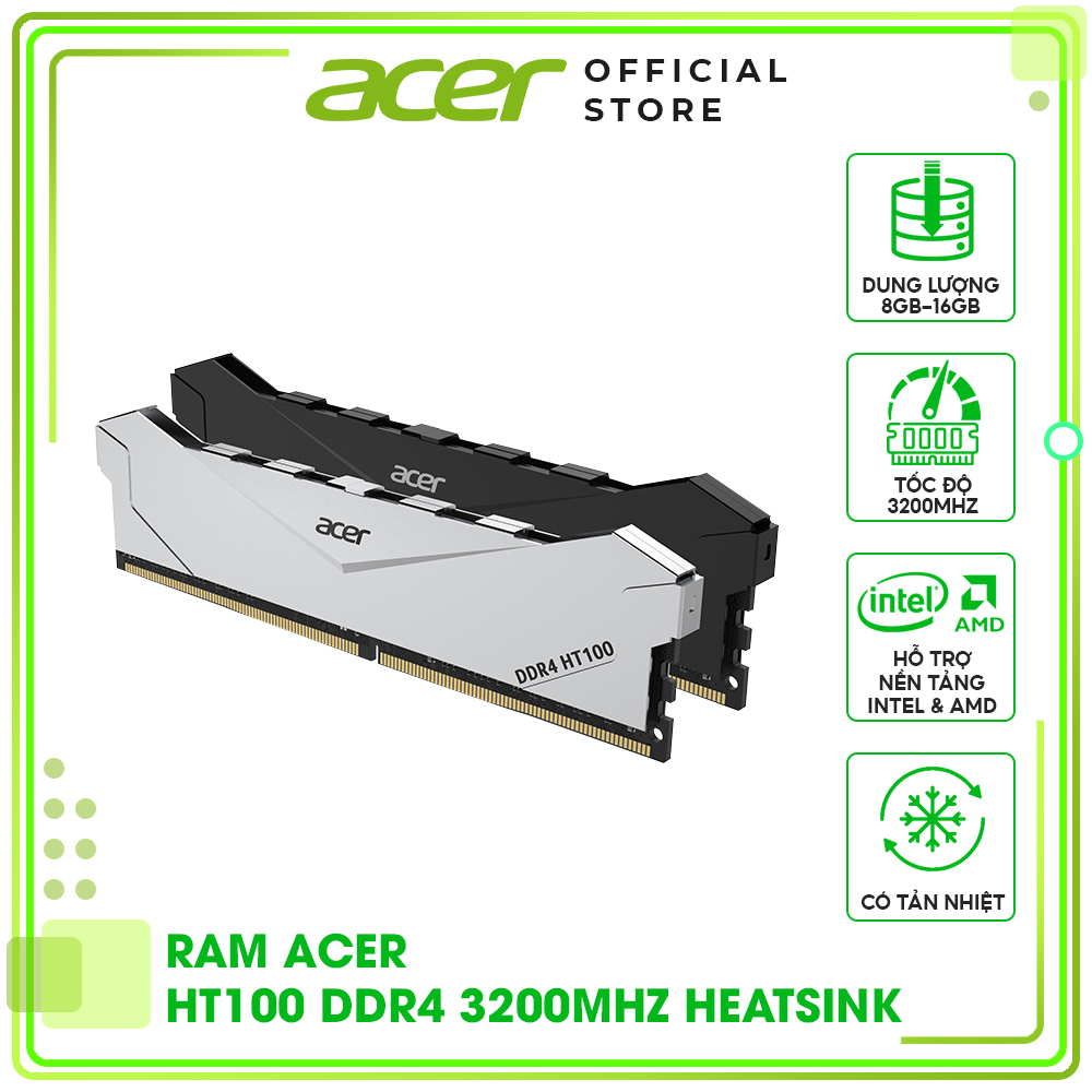 Bộ nhớ RAM tản nhiệt Acer HT100 DRAM Heatsink DDR4 U-DIMM - Hàng chính hãng