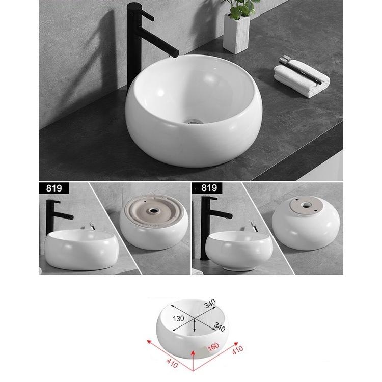 Lavabo chậu rửa mặt để bàn hình tròn trắng