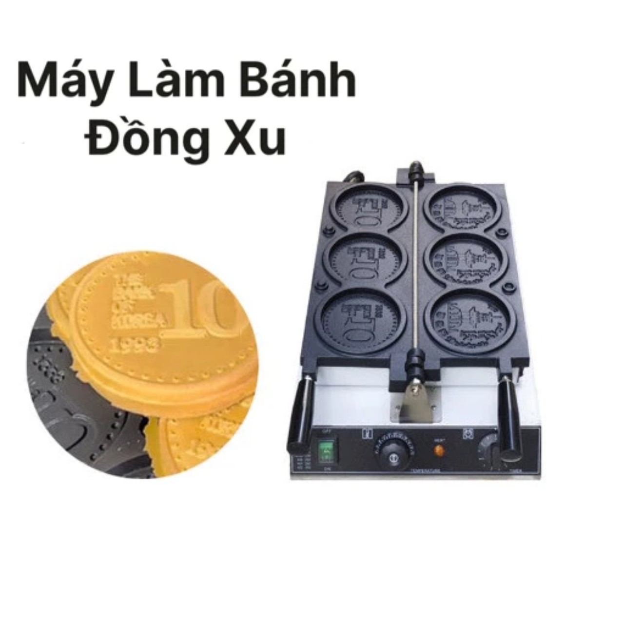 Máy Làm Bánh Quế Đồng Xu Nhật Bản Loại 3 Bánh Và 4 Bánh. Máy Làm Bánh Đồng Tiền Waffle Công Nghiệp hàng nhập khẩu