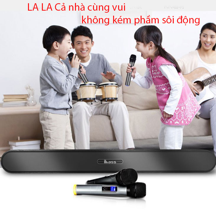 loa thanh tivi loa soundbar karaoke gồm 2 micro UHF D9100K ( hàng nhập khẩu ) có phíc điện đa năng đi kèm