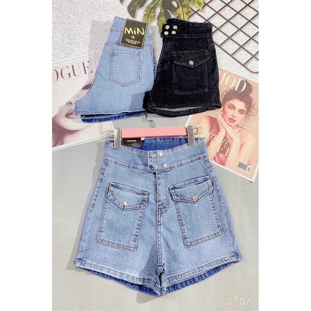 Quần short jean nữ BigSize lưng cao, co dãn mạnh, 2 túi hộp đang hot trend 3942 molijean
