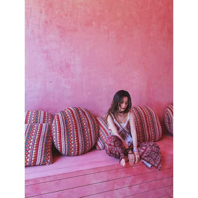 Quần Đỏ Hoạ Tiết Thổ Cẩm Boho Vintage