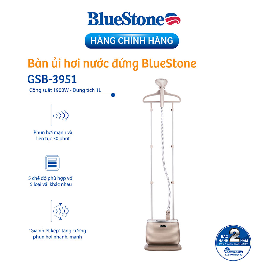 Bàn Ủi Hơi Nước Đứng BLuestone GSB-3951 1900W - Hàng Chính Hãng