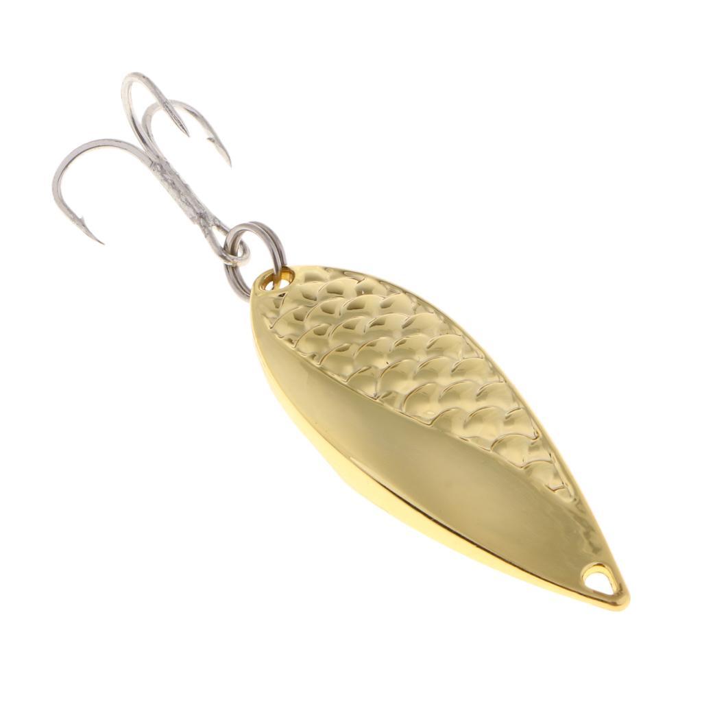 Metal Spoon Fishing Lures 15g Salmon Bass Baits Treble Hook Fishing Tackle