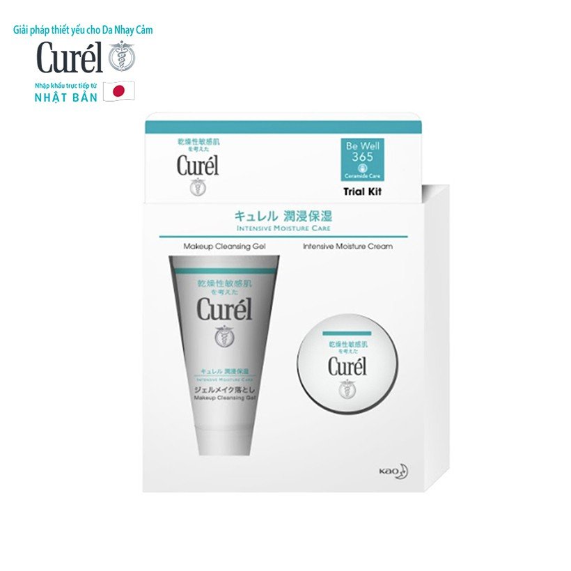 Bộ Chăm Sóc Da Cấp Ẩm Chuyên Sâu Curél Intensive Moisture Care Trial Kit Enrich (gel tẩy trang 30g + kem dưỡng 10g)