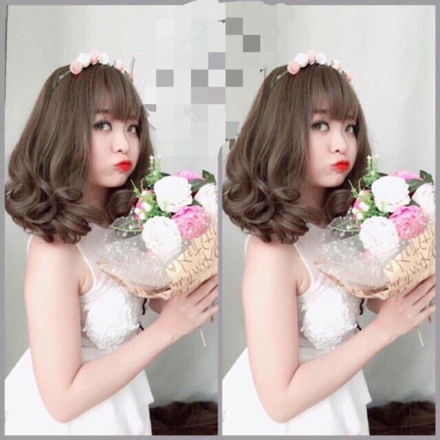 Nguyên đầu xoăn vàng tây- tặng lưới chùm tóc- hình thật