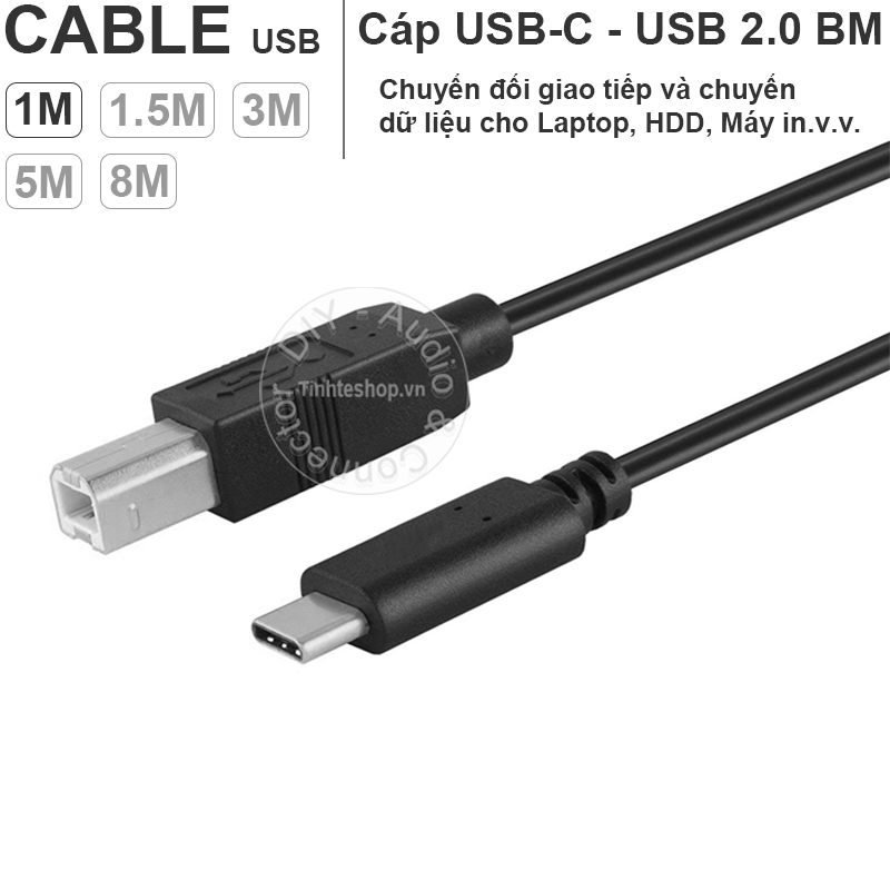 Cáp USB C sang USB 2.0 BM cắm cho Máy in Máy scan Đàn organ Sound card