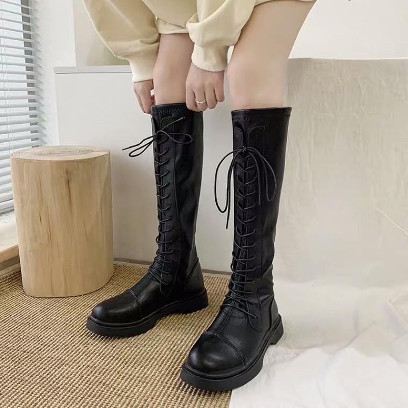 (Sẵn 36 38 39 40)Boots đùi nữ đan dây cao ôm chân sang chảnh - 2 ảnh thật cuối