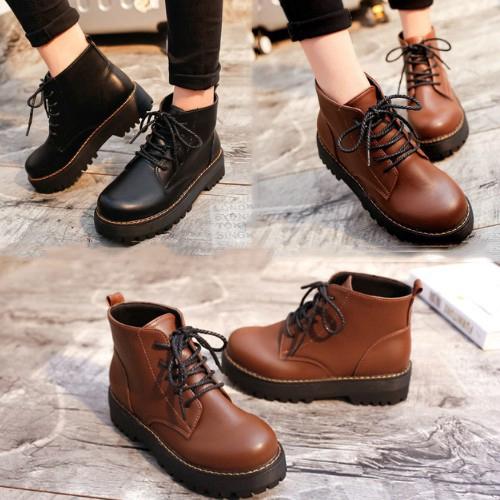 Giày bốt Martin đế bằng cho nữ