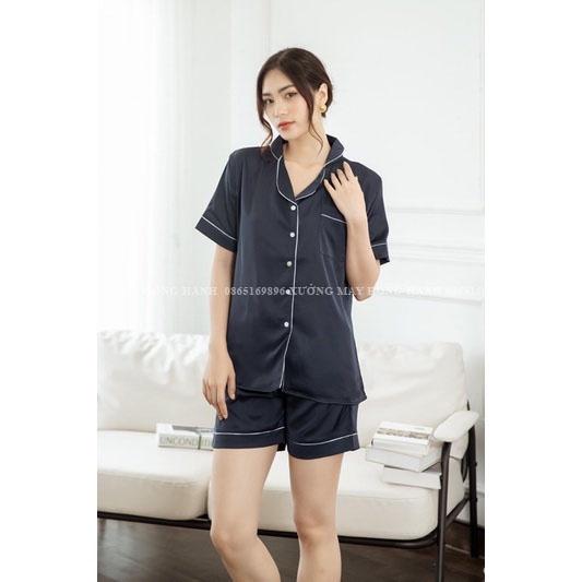Bộ đồ ngủ nữ mùa hè sang trọng, bộ đùi lụa cộc tay mềm mại H03
