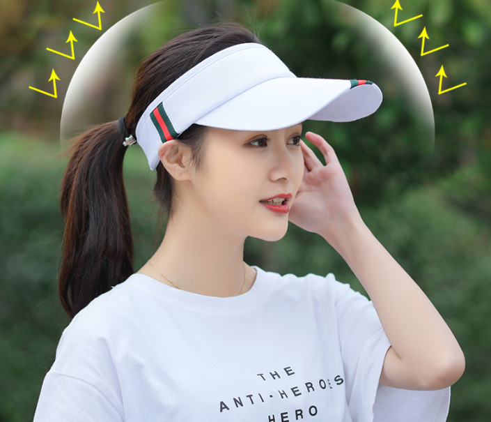 Nón kết nửa đầu thể thao phong cách Hàn, mũ lưỡi trai tennis chống uv màu trắng