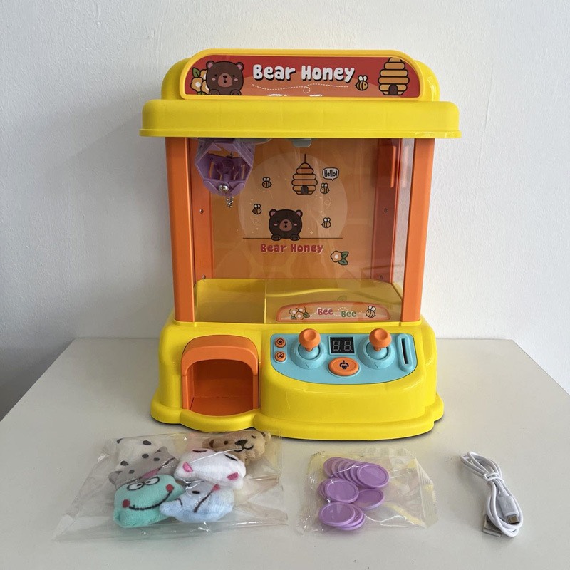 Máy gắp thú mini siêu rẻ, máy gắp thú mini 2 màu vàng, hồng cho bé ( sẵn 20 gấu ) nhựa abs - Quà tặng kỹ năng cho bé