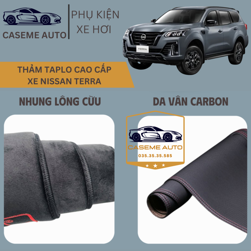 [NISSAN TERRA] Thảm Taplo 3 Lớp Dành Cho Xe NISSAN TERRA, Nhung Lông Cừu Và Da Vân Carbon Cao Cấp - Hàng Chính Hãng