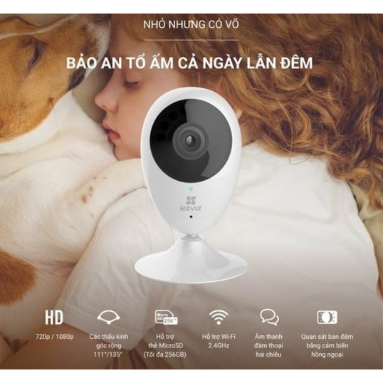 Camera chính hãng wifi Ezviz C2C chống nhiễu và chống ngược sáng kỹ thật số với độ bảo mật cao kèm thẻ nhớ 64GB- Hàng nhập khẩu (TẶNG KÈM ĐẦU ĐỌC THẺ NHỚ CAO CẤP)