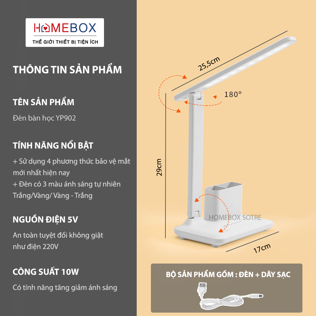 Đèn Bàn Học LED USB Di Động Cao Cấp Có Thể Gấp Gọn, Đèn Học Để Bàn  03 Chế Độ Ánh Sáng Vàng Bảo Vệ Mắt Chống Cận Thị, Cảm Ứng Có Pin Tích Điện