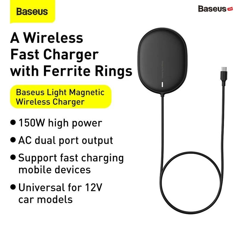 Đế sạc nhanh không dây có nam châm Baseus Light Magnetic Wireless Charger - hàng chính hãng