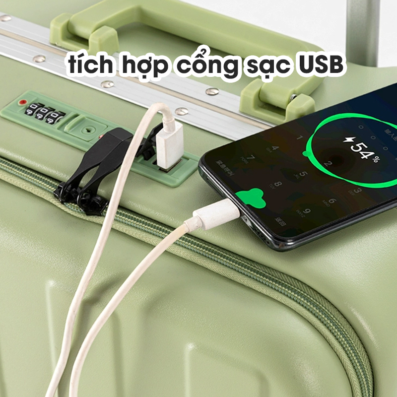 Vali Du Lịch Thời Trang Size 20 Inch Idobi 23-10, Vali Kéo Cao Cấp Có Ngăn Đựng Laptop Tích Hợp Cổng Sạc USB