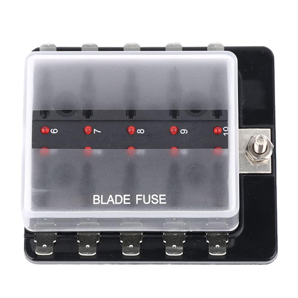 DC12V/24V 10 Way Standard Blade Fuse Box Holder for Car Boat Marine