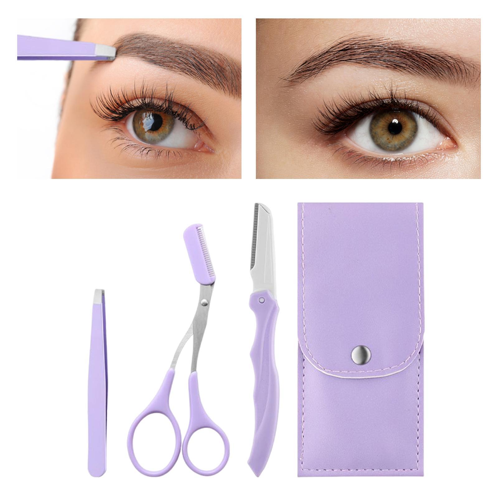 Eyebrow Grooming Kit Eyebrow Scissors with Comb with Storage Bag for Salon