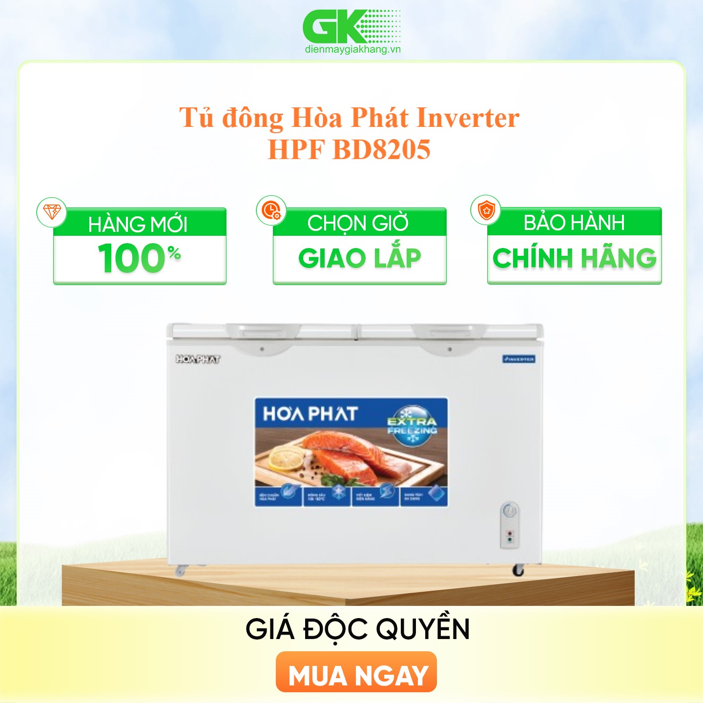 Tủ đông Hòa Phát HPF BD8205 inverter 2 ngăn 2 chế độ - Hàng chính hãng