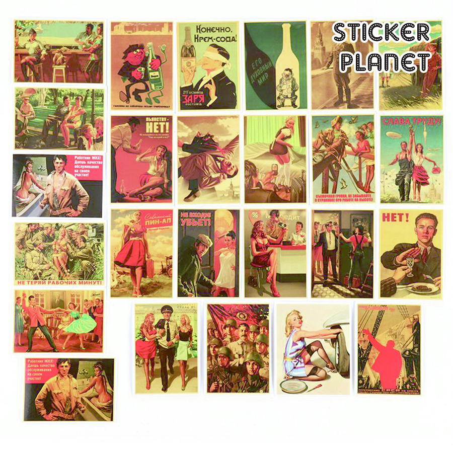 Bộ sticker  chủ đề Poster Graffiti chống thấm nước trang trí mũ bảo hiểm, đàn, guitar, ukulele, điện thoại laptop
