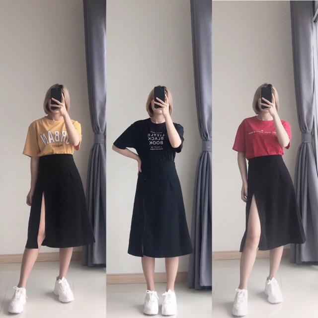 Midi Skirt - Chân váy midi xẻ tà