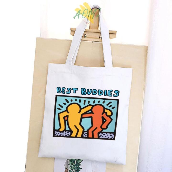 TÚI VẢI HOẠT HÌNH ĐEO VAI TOTE CANVAS BAG CÓ KHÓA KÉO SIZE LỚN 33x38cm PHONG CÁCH CÁ TÍNH HOT TREND AOMI