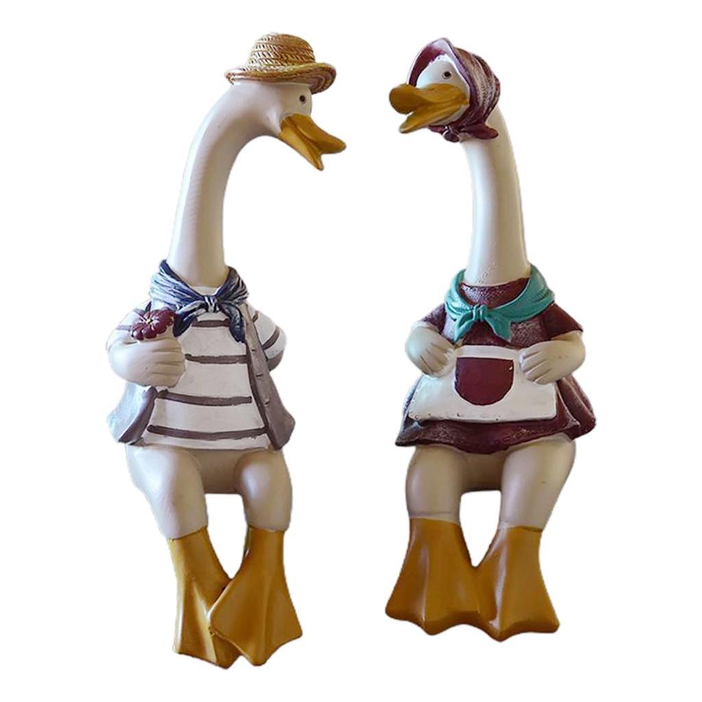 Creative Resin Couple Duck Statue Animal Decor Lovers Gift