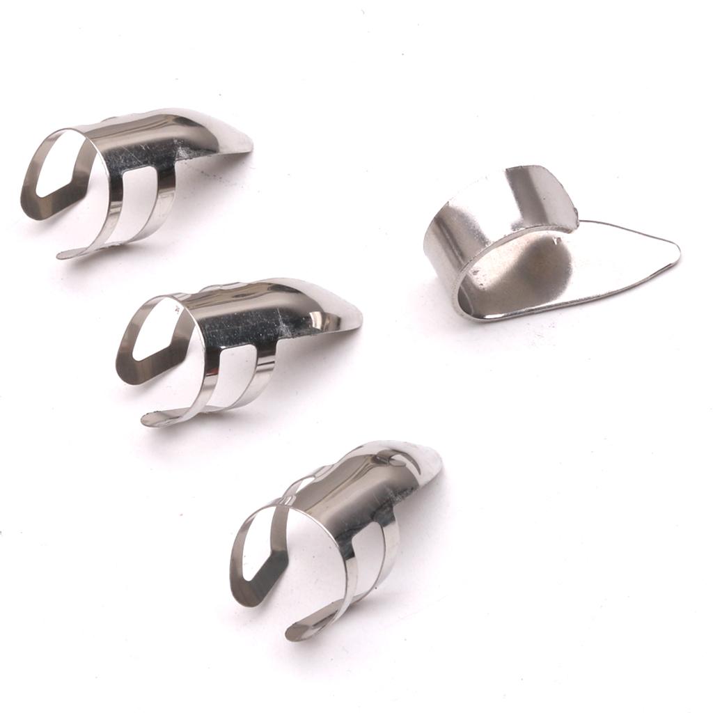 4pcs Finger Picks Stainless Steel Guitar Finger Picks & Thumb Pick Set