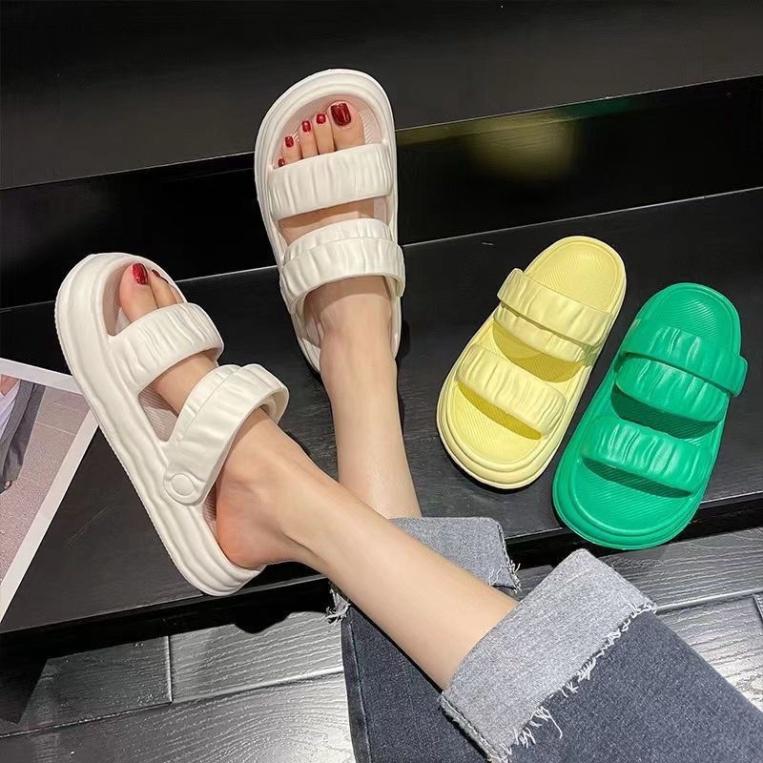 Dép Sandal nữ đế cao 4cm đi mưa chống trơn trượt, dép quai hậu nữ quai ngang đi học - DL165 - Đen