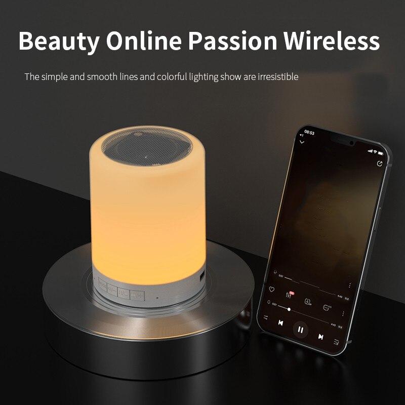 Người chơi không dây Bluetooth di động không dây Touch Pat nhẹ đèn LED đầy màu sắc Đèn giường ngủ Đèn bàn ngủ để ngủ ngon hơn: Trắng