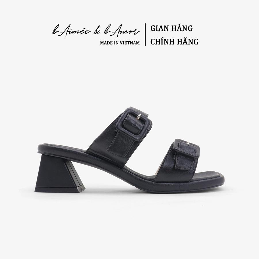 Guốc cao gót 5p mules nữ đế vuông đẹp dáng sandal cao mũi vuông quai ngang thời trang công sở bAimée &amp; bAmor - MS1753