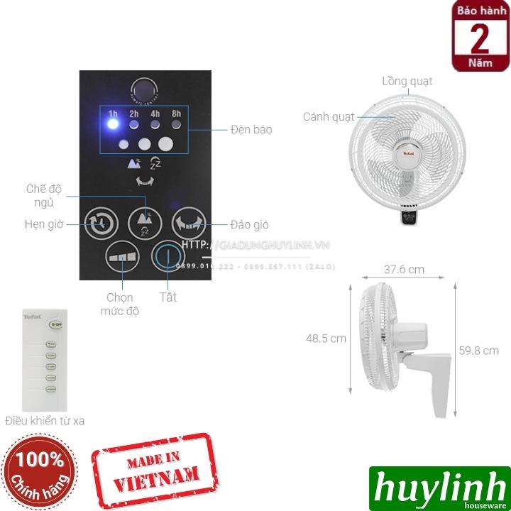 Quạt treo tường Turbo Life Tefal VH657690 - 55W - Có Remote - Sản xuất tại Việt Nam - Hàng chính hãng