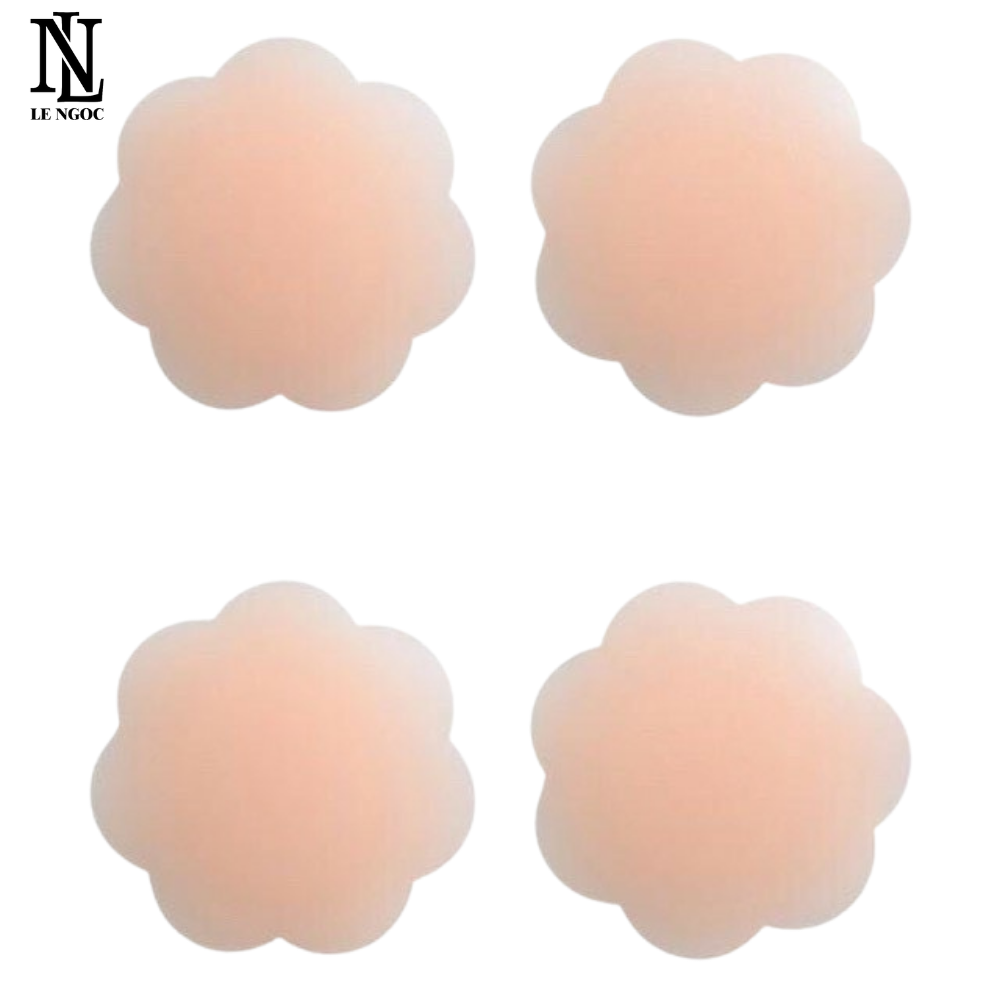 Cặp miếng dán đầu ti, miếng dán ngực silicon hình hoa mai hoặc hình tròn- LN042