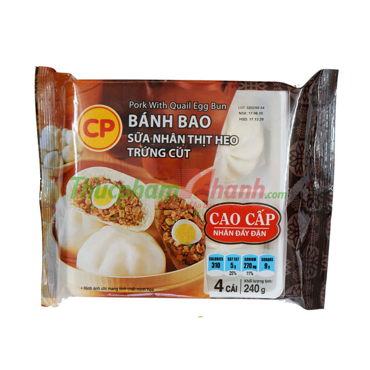 - Bánh bao thịt trứng cút đông lạnh CP - Khay 240g