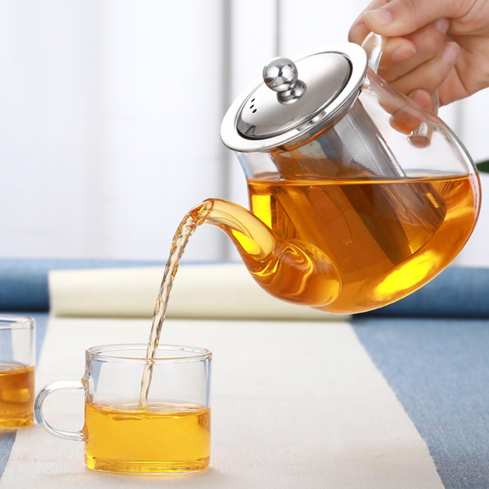 Glass Teapot Blooming Loose Leaf Heatproof with Tea Strainer Tea Pot