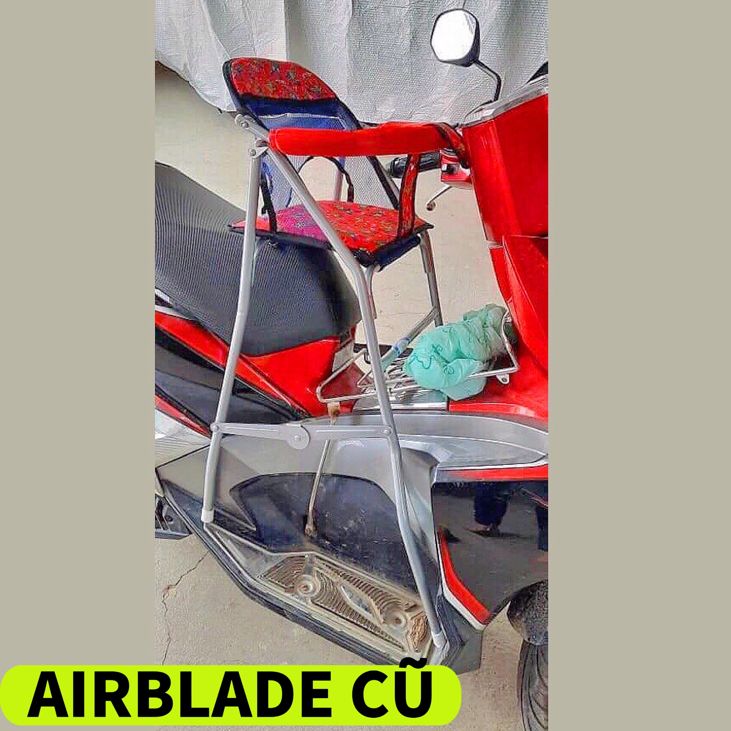 Ghế ngồi xe  Airblade cũ 2013 trở xuống cho bé , GHẾ GA XẾP SẮT SƠN TĨNH ĐIỆN