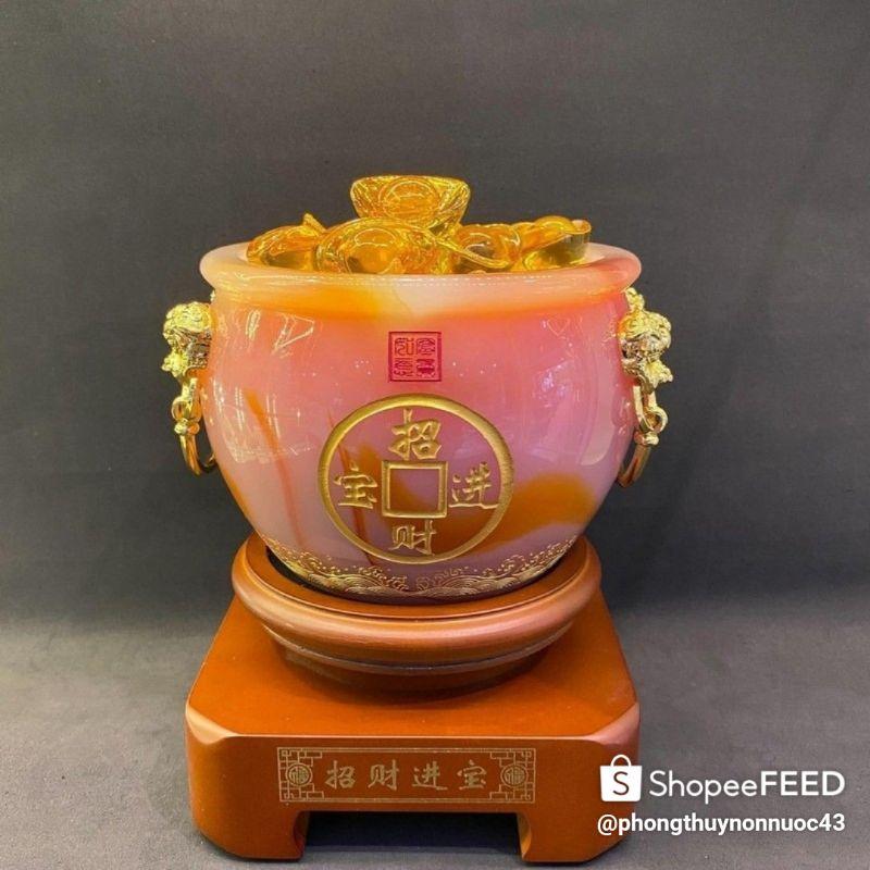 Bát Tụ Bảo Phong thuỷ Đá Ngọc Chiêu Tài Lộc, kích thước 12cm, 15cm Có đế đẹp