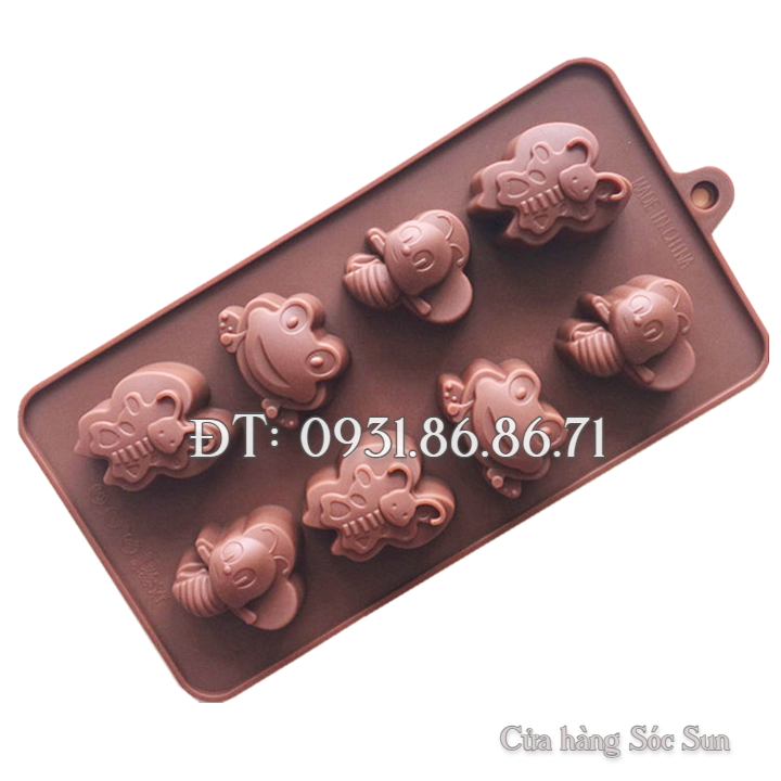 Khuôn silicon 8 con ong, ếch – Mã số 1324