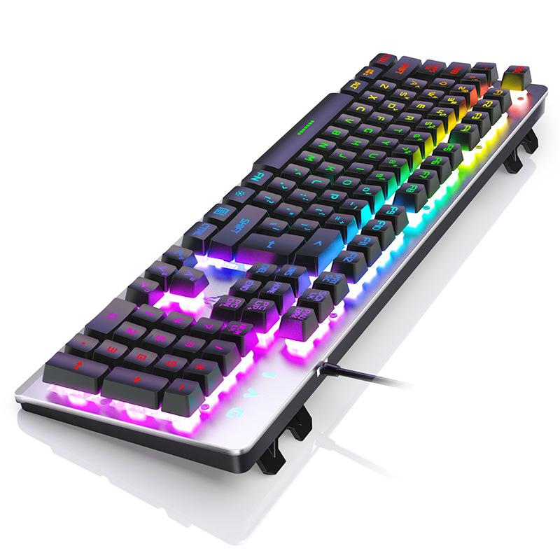 Bàn Phím Cảm Giác Cơ Học 104 Phím Có Dây USB Điều Khiển Giọng Nói RGB Màu Sắc Rực Rỡ Nền Kim Loại Bảng Điều Khiển Bàn Phím Cho Máy Tính Laptop Game Thủ