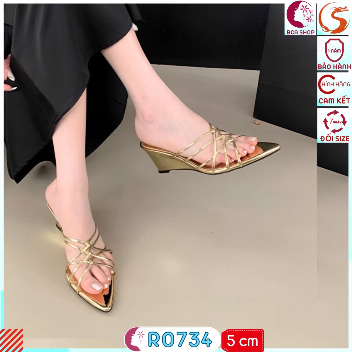 [SANG + XỊN + ĐẸP] Sandal Mũi Nhọn Đế Xuồng Cao 5 Phân RO734 ROSATA Thu Hút Mọi Ánh Nhìn