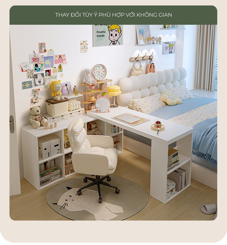 Bàn làm việc thông minh kèm kệ sách gỗ MDF phủ melamin thương hiệu IGA - GP368
