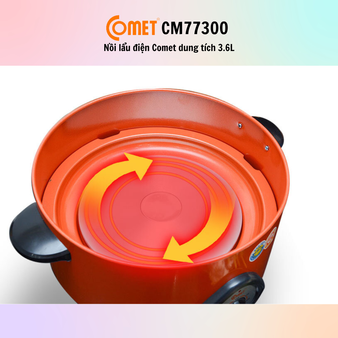 Nồi lẩu điện Comet CM7730 (Dung tích 3.6L) - Hàng Chính Hãng - Bảo Hành 12 Tháng